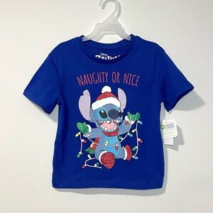 🟣2/$20 NEW Disney Stitch Naughty Or Nice Christmas T-Shirt (size XS)